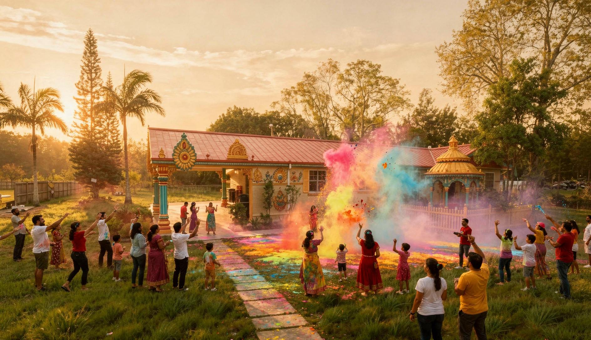 Holi celebration at Vishnu Mandir, Tampa